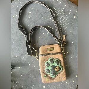 Chala leather paw crossbody bag brown with two adjustable straps